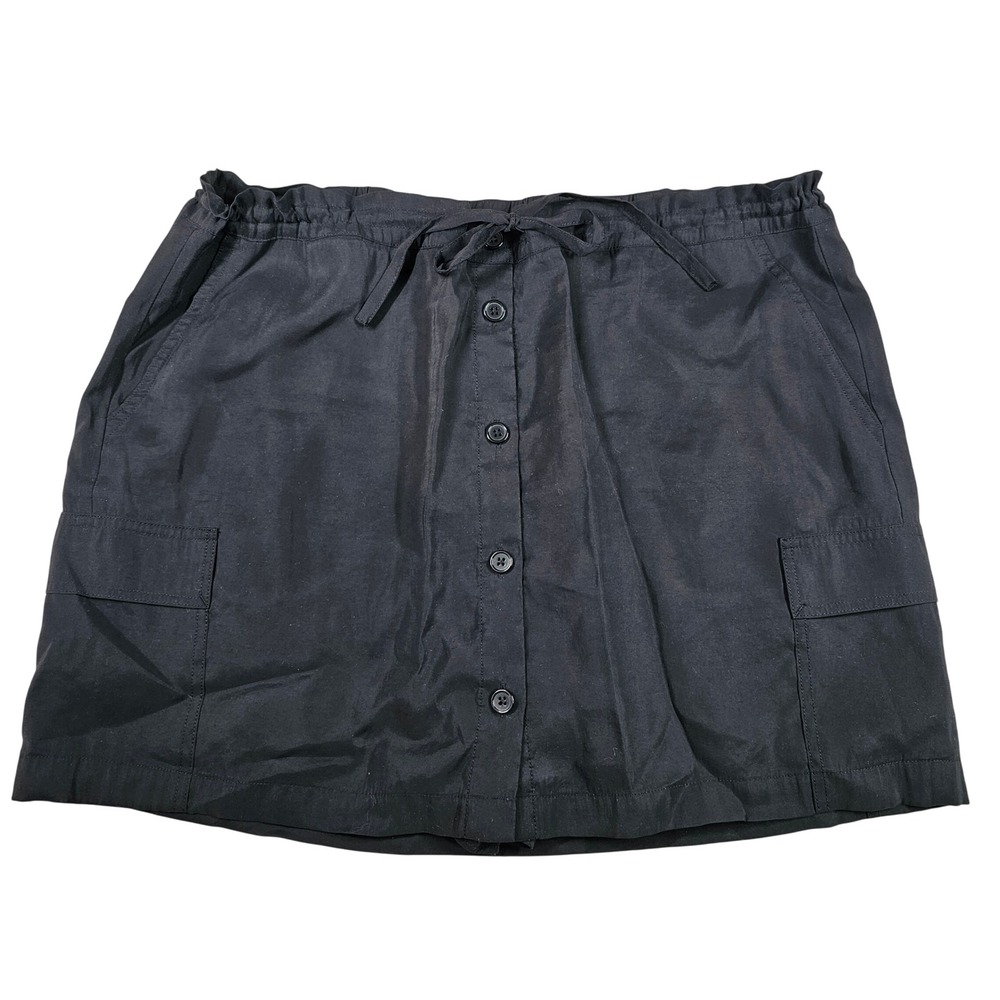 Cabi Womens Skort Skirt Drawstring Black‎ Cargo Utility Mini Shorts Size L